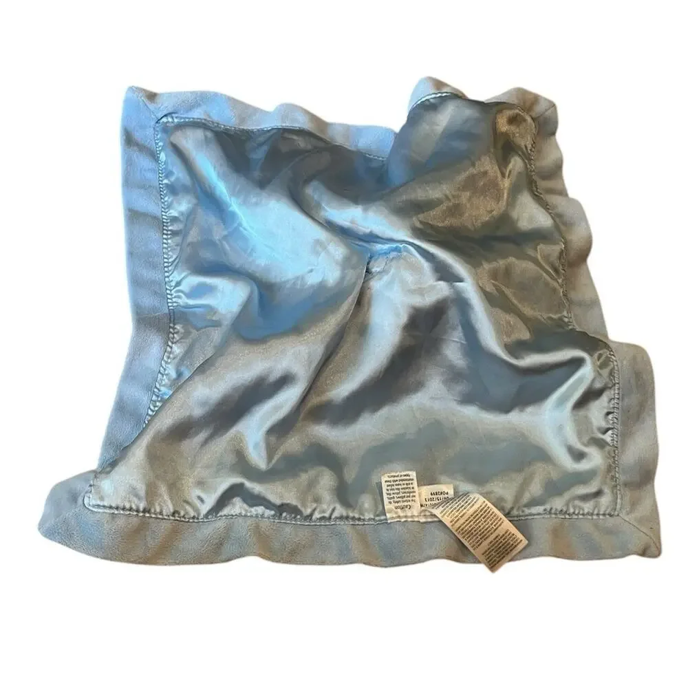Carter's Blue Elephant Striped Ears Arms Rattle Lovey Security Blanket 16x16”